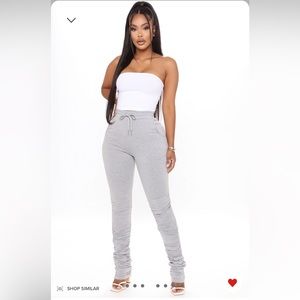 Chase The Bag Stacked Pant- Heather Grey